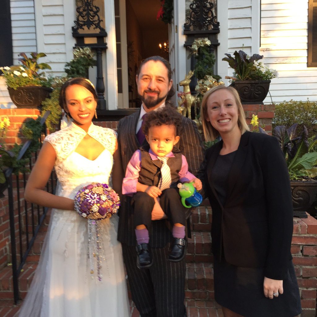 Me with Anyelle, Andrew, and their son after their wedding at the Tallahassee Garden Club