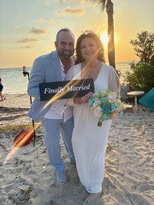 Sunset Beach wedding couple