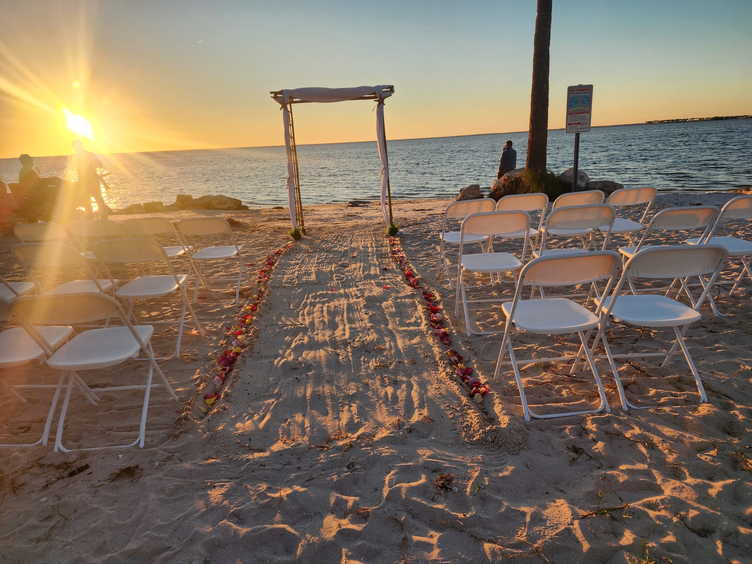 Sunset Beach wedding set up